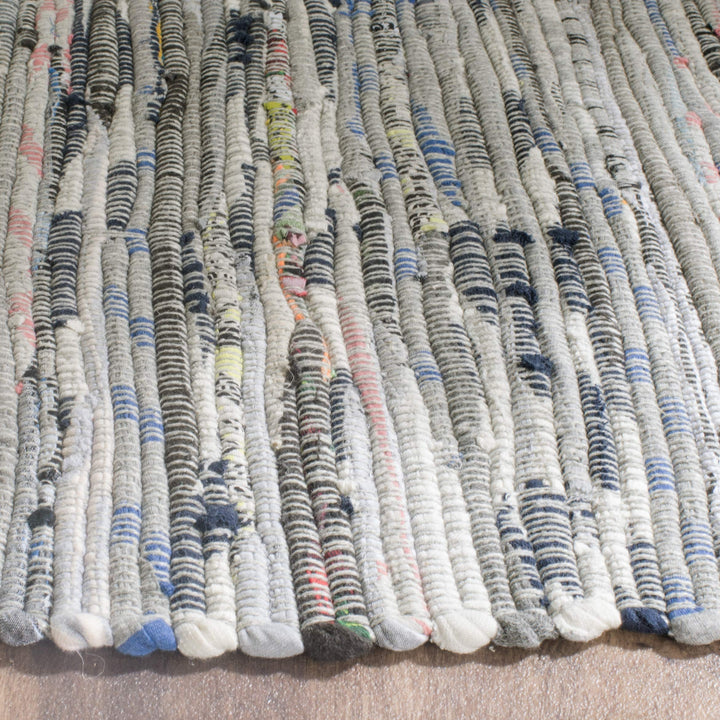 SAFAVIEH Rag Rug Collection Runner Rug - 2'3" x 8' Grey Handmade Boho Stripe - Diamond Home USA