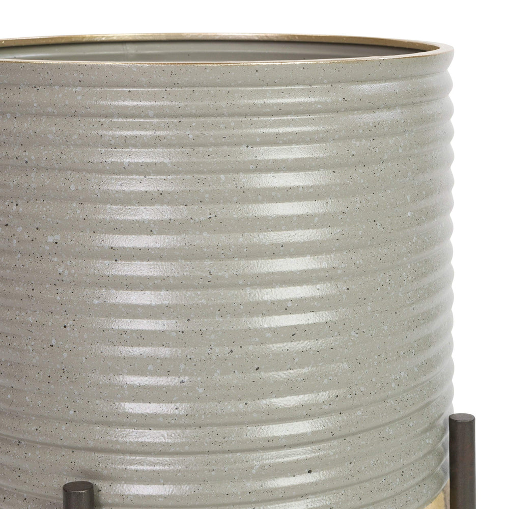 Mason Industrial Modern Planters (Set of 2) Gold Grey Round Metal - Diamond Home USA