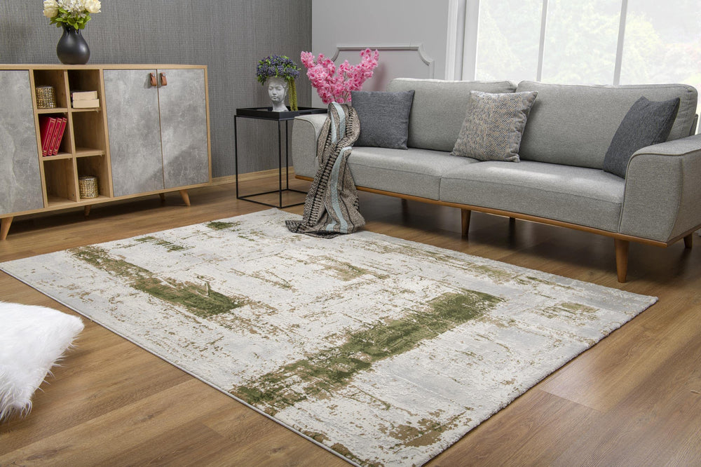 RUG BRANCH Vogue Contemporary Abstract Green Beige Indoor Area Rug for Living 6'6" X 9'6" - Diamond Home USA