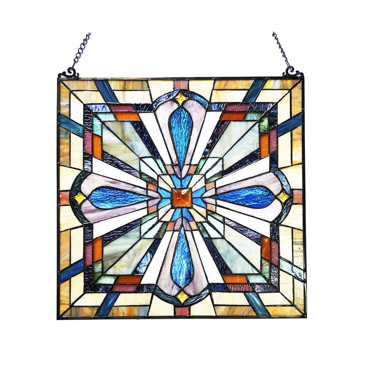Mission-Design/Look Glass Window Panel/suncatcher Multi Color Traditional Square - Diamond Home USA