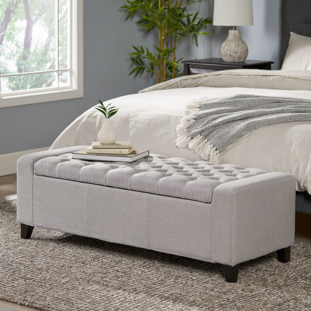 Christopher Knight Home Hikaru Fabric Storage Ottoman Dark Dimensions:
