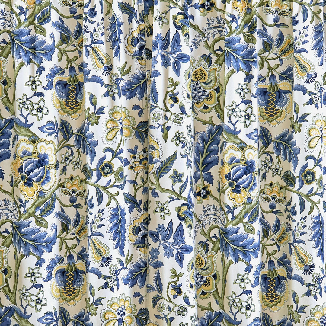 Waverly Imperial Dress Jacobean Floral Rod Pocket Tier Pair for Kitchen and 52 x 24 - Porcelain - Diamond Home USA