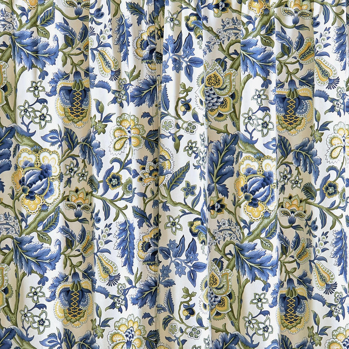 Waverly Imperial Dress Jacobean Floral Rod Pocket Tier Pair for Kitchen and 52 x 24 - Porcelain - Diamond Home USA