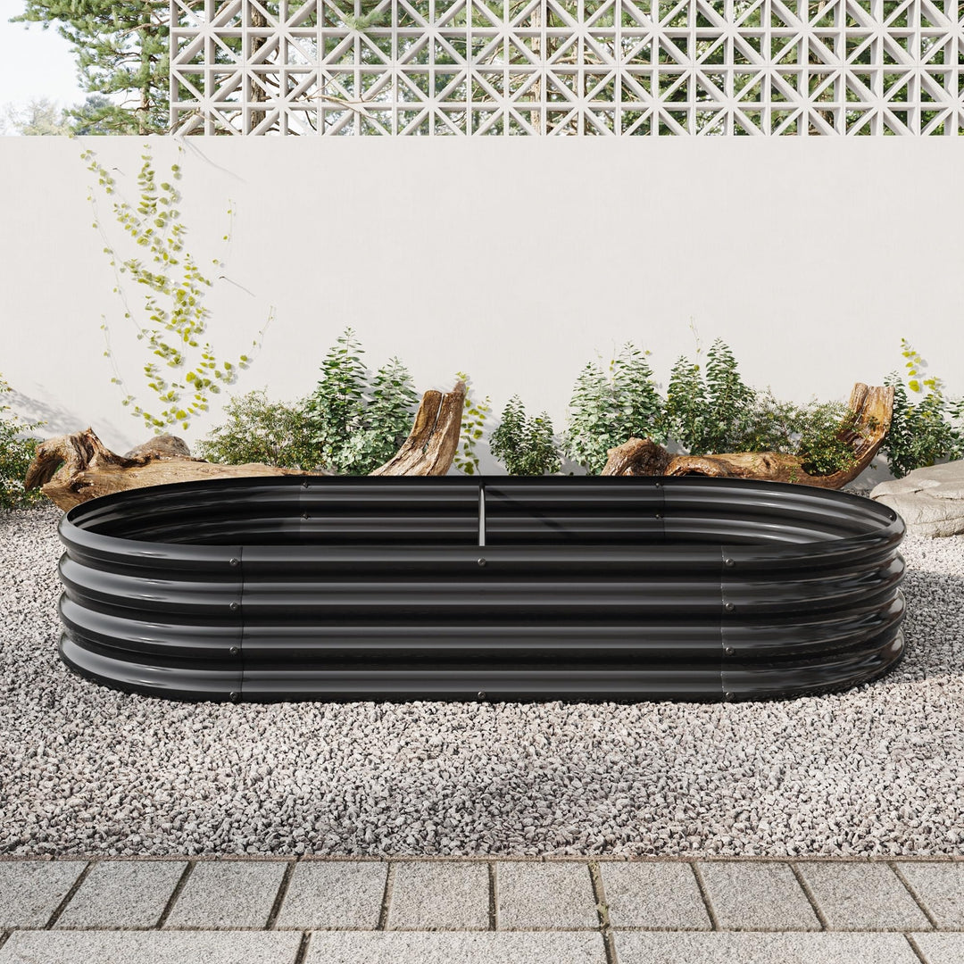 Raised Garden Bed Outdoor Oval Large Metal Planter for Plants Vegetables and - Diamond Home USA
