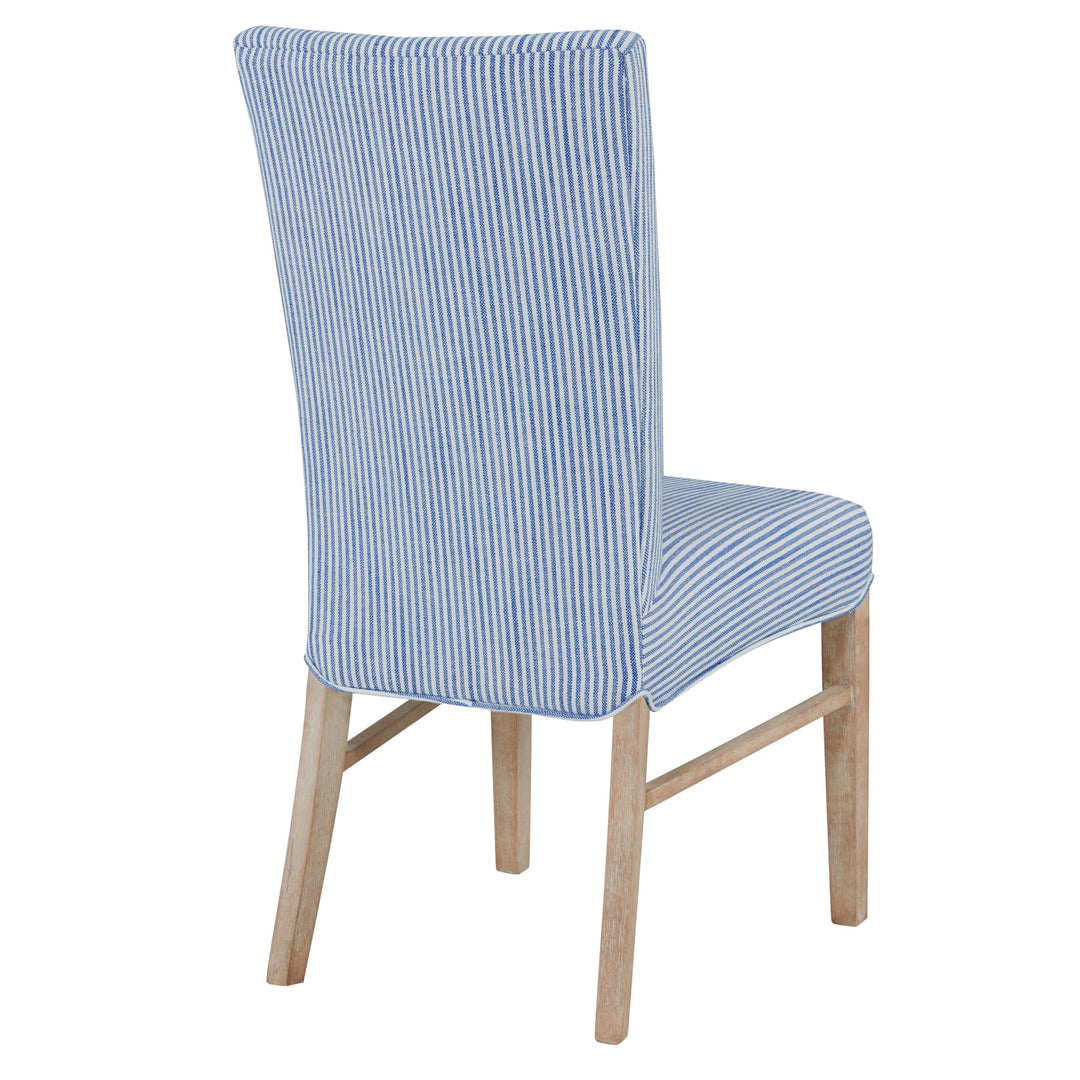New Pacific Direct Milton Fabric Chair Natural Solid Wood Legs Blue Stripes - Diamond Home USA