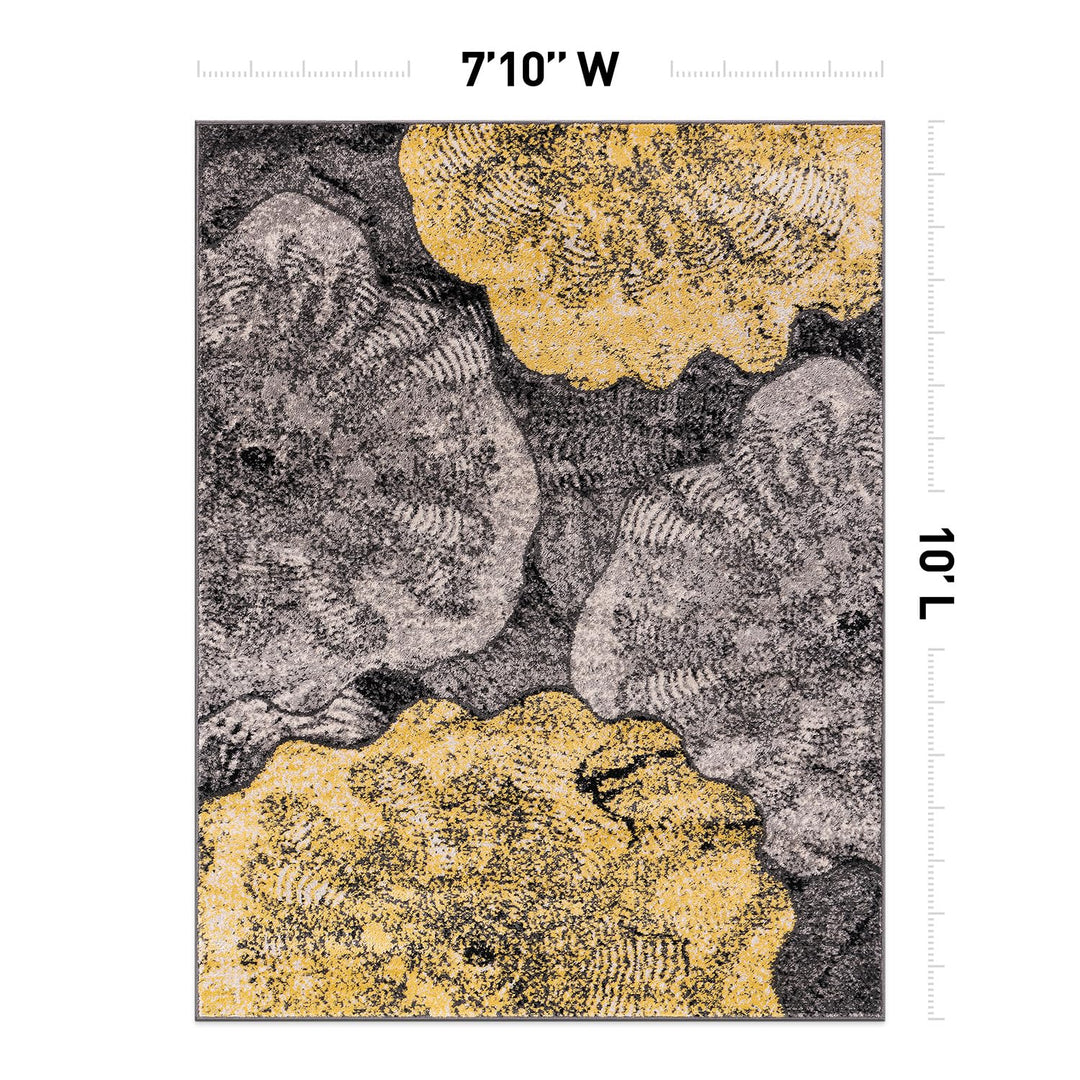 Rugshop Contemporary Floral Design Non Shedding Soft Ideal for Living room 7' 10" x 10' - Yellow - Diamond Home USA