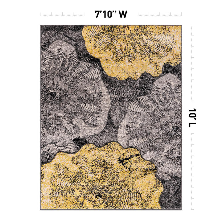 Rugshop Contemporary Floral Design Non Shedding Soft Ideal for Living room 7' 10" x 10' - Yellow - Diamond Home USA
