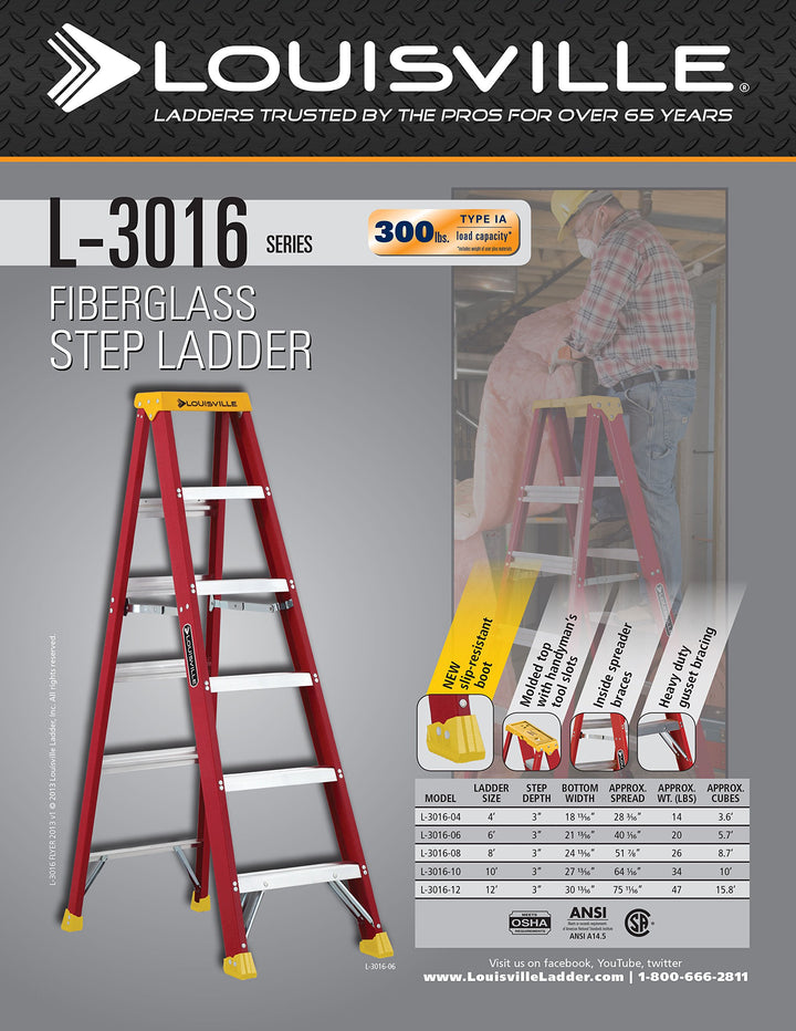 Louisville Ladder 4-Foot Fiberglass Step Ladder 300-Pound Load Capacity Type - Diamond Home USA