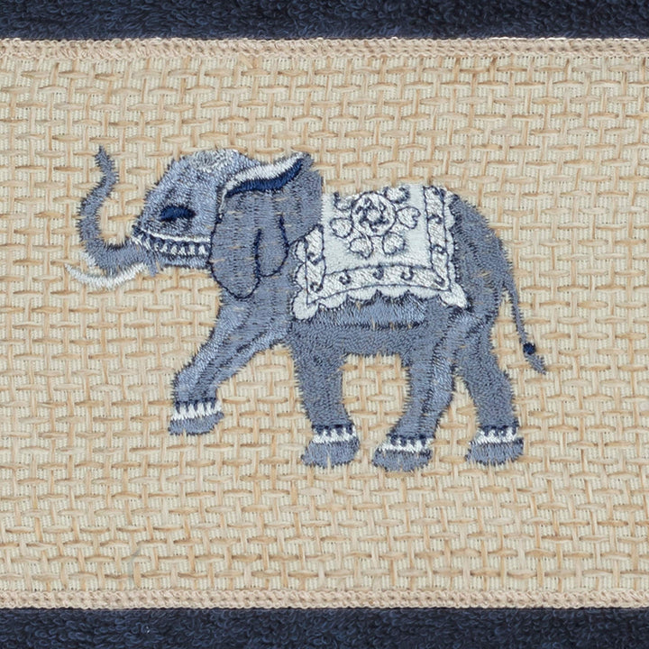 Authentic Hotel and Spa Turkish Cotton Elephants Embroidered Midnight Blue - Diamond Home USA