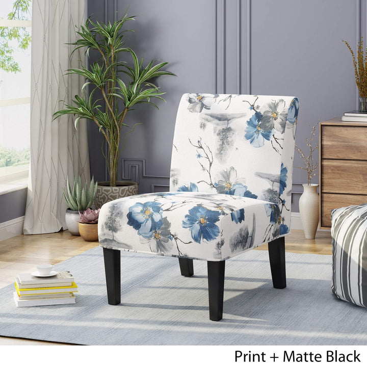 Contemporary abric Slipper Accent Chair Black Multi Color loral Pattern Wood - Diamond Home USA