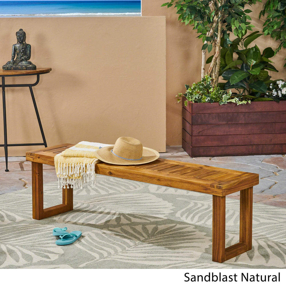 Christopher Knight Home Kemp Outdoor Acacia Wood Bench Sandblast Natural Finish - Diamond Home USA
