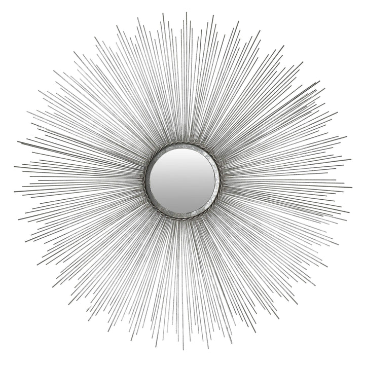 Large ilver unburst Mirror Midcentury Bursting Round Decorative Wall Mounted - Diamond Home USA