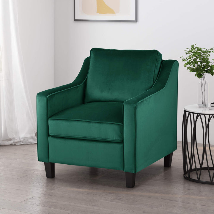 Christopher Knight Home Rachel Contemporary Velvet Club Chair Green Dark Brown - Diamond Home USA