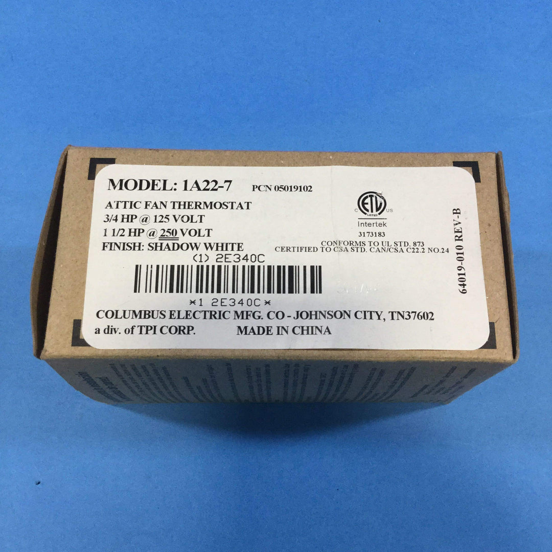Columbus Electric 1A22-7 Attic Fan Thermostat 3/4HP@125V - Diamond Home USA