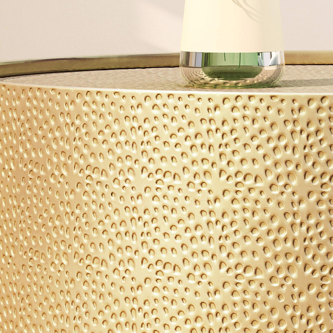 Christopher Knight Home Rache Modern Round Coffee Table with Hammered Iron Gold - Diamond Home USA