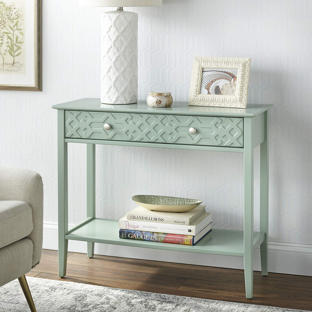 Target Marketing Systems Raya Ultra Modern 2-Drawer Living Room Console Table Mint - Diamond Home USA