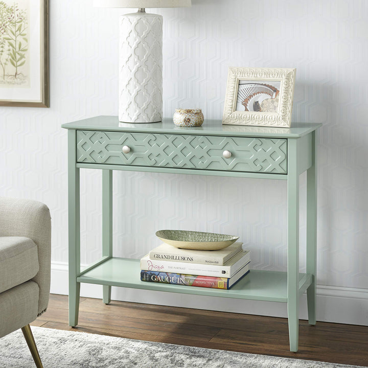 Target Marketing Systems Raya Ultra Modern 2-Drawer Living Room Console Table Mint - Diamond Home USA