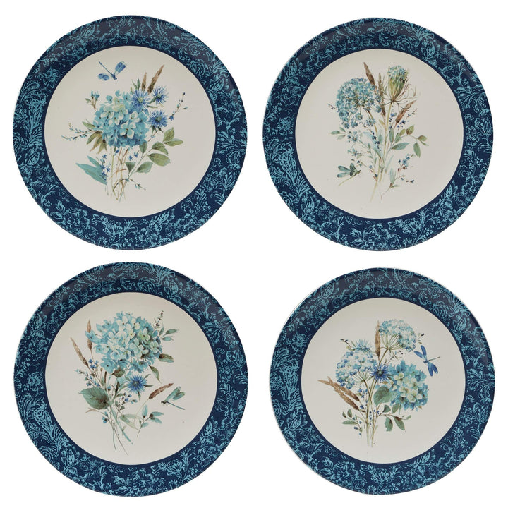 Bohemian Blue 16-Piece Dinnerware Set Service for 4 Green Multi Color Floral - Diamond Home USA