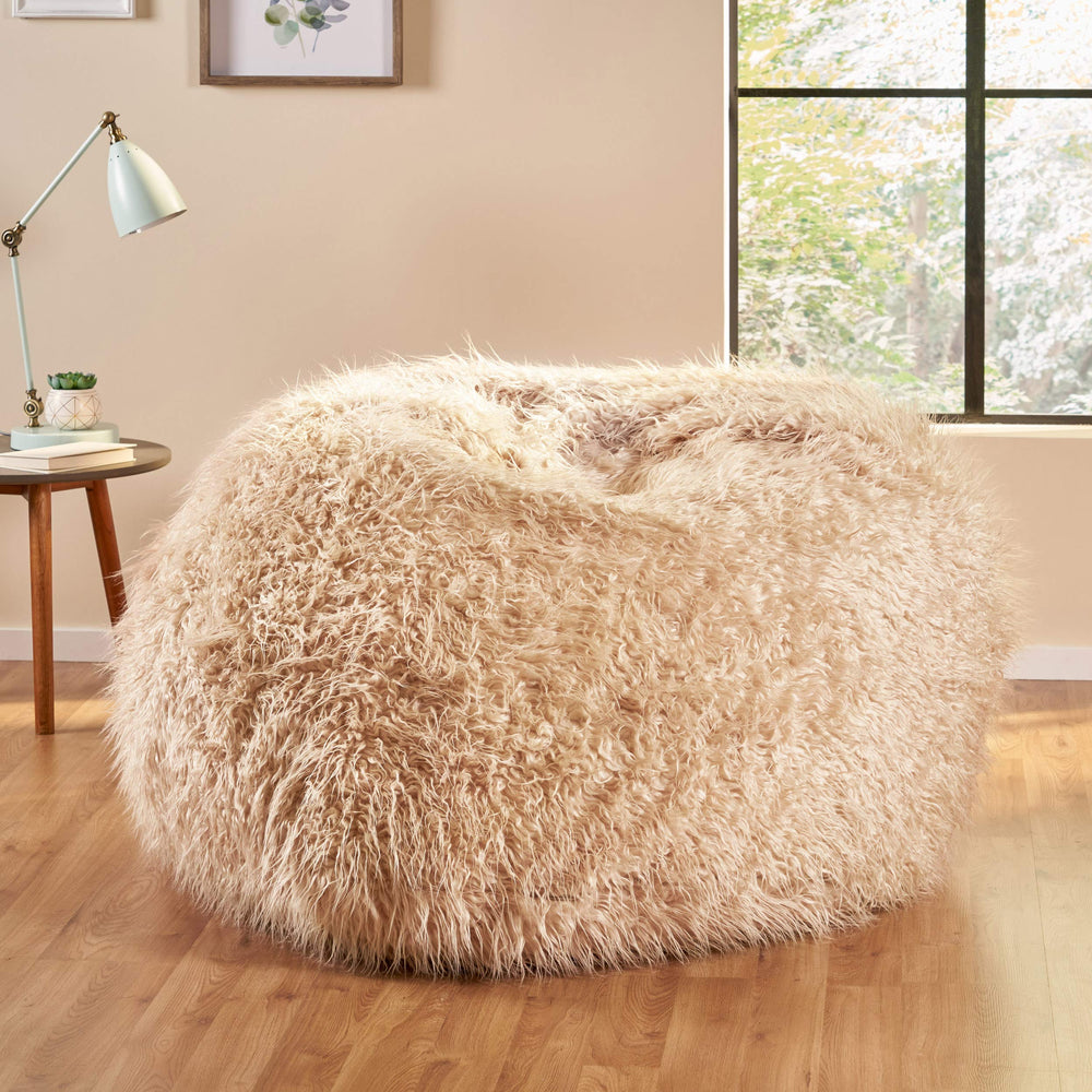 Christopher Knight Home Lycus 5 Ft Long Faux Fur Bean Bag Taupe - Diamond Home USA