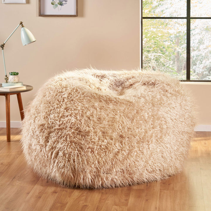 Christopher Knight Home Lycus 5 Ft Long Faux Fur Bean Bag Taupe - Diamond Home USA