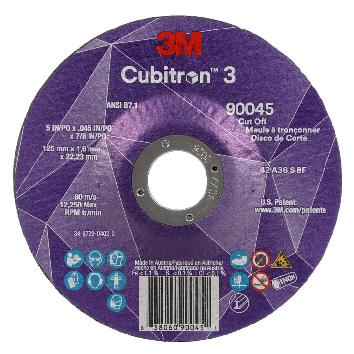 3M Cubitron 3 Cut-Off Wheel 90045 36+ T27 5 in 0.045 in 7/8 in (125 1.6
