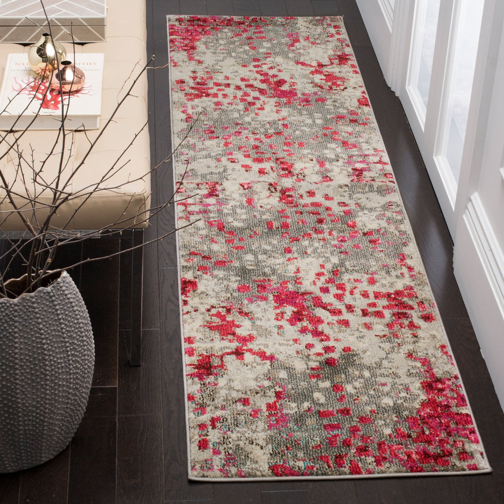 SAFAVIEH Monaco Collection Runner Rug - 2'2" x 8' Grey & Light Blue Boho Chic - Diamond Home USA