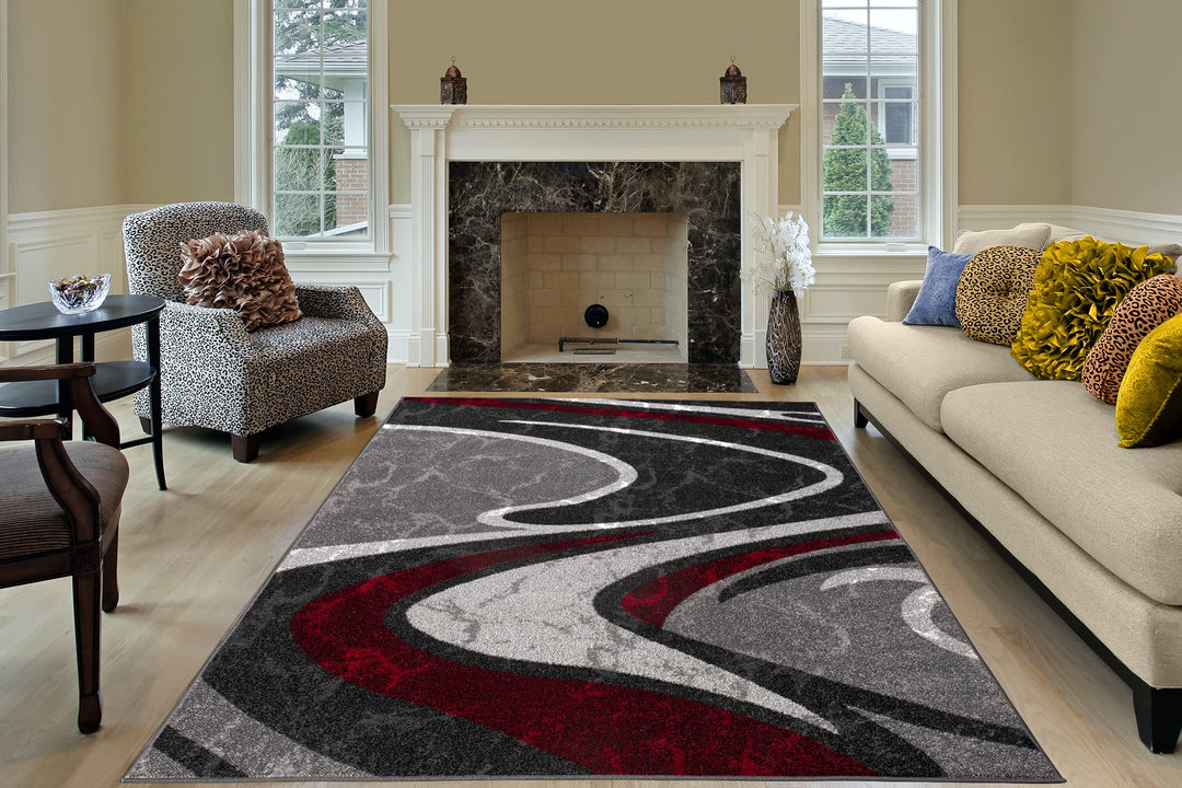Ladole Rugs Innovative Spirals Abstract Pattern Area Rug Living Room Bedroom 5'3" x 7'6" (160cm x 230 cm) - Diamond Home USA