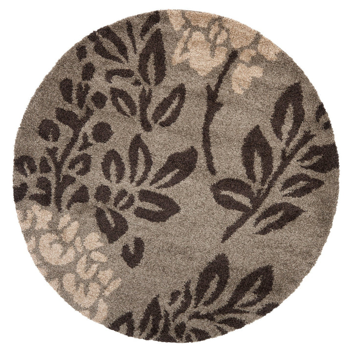 SAFAVIEH Florida Shag Collection 4' Round Smoke / Dark Brown SG456 Floral - Diamond Home USA