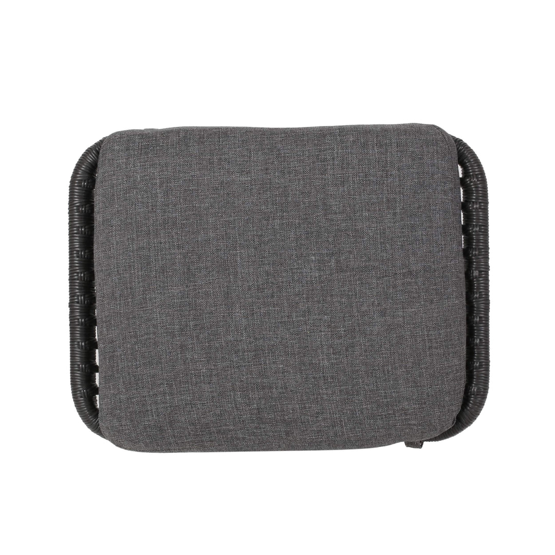 GDFStudio Outdoor Modern Boho Wicker Ottoman (Set of 2) Gray Dark Gray and Black Gray+Dark Gray+Black - Diamond Home USA