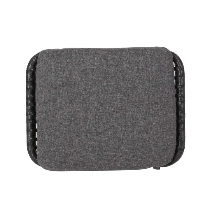 GDFStudio Outdoor Modern Boho Wicker Ottoman (Set of 2) Gray Dark Gray and Black Gray+Dark Gray+Black - Diamond Home USA
