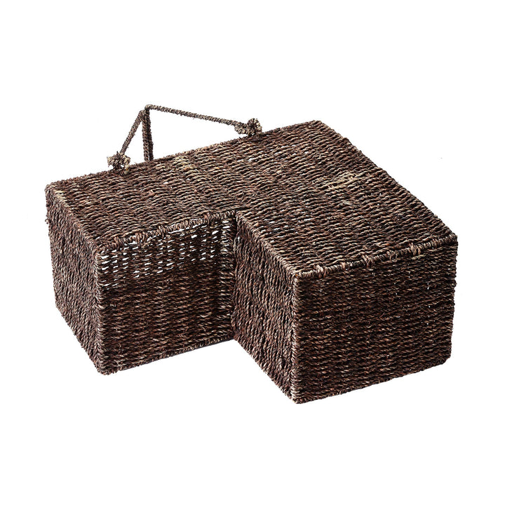 Villacera 14-Inch Wicker Stair Case Basket with Handles|Handmade Woven - Diamond Home USA