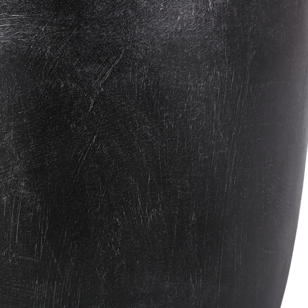 Outdoor Lightweight Concrete Side Table Black Modern Contemporary Round Water - Diamond Home USA