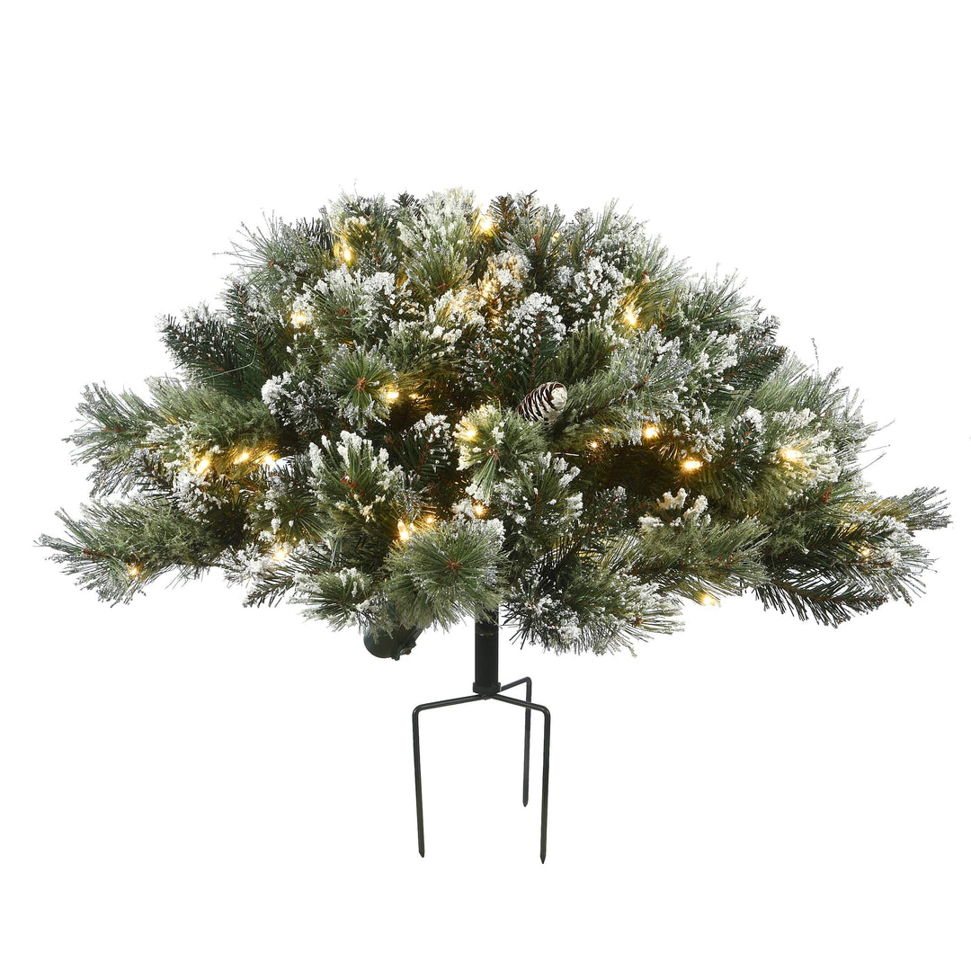 36" Glittery Bristle Pine Urn Filler Green Led Lights