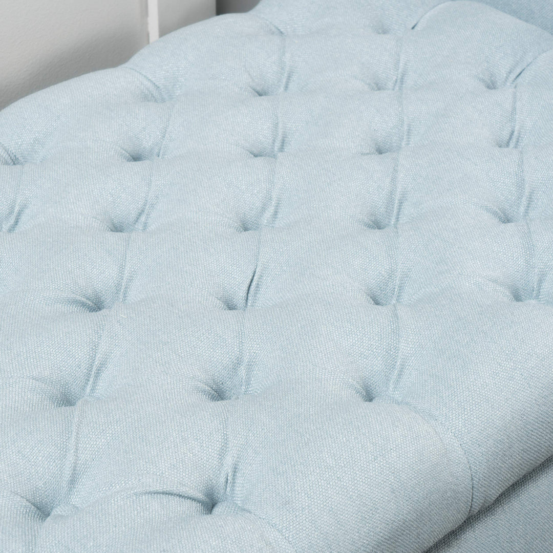 Christopher Knight Home Keiko Fabric Armed Storage Bench 19.75"D x 50"W x 20.5"H Light Sky+Dark Brown - Diamond Home USA