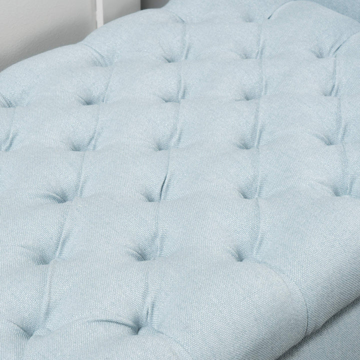 Christopher Knight Home Keiko Fabric Armed Storage Bench 19.75"D x 50"W x 20.5"H Light Sky+Dark Brown - Diamond Home USA