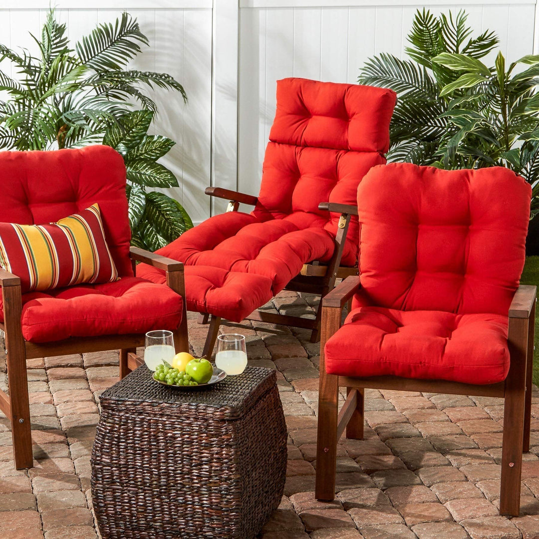 72" Lounge Cushion Salsa Red Outdoor 6ft Patio Chaise Pad for Lounger Solid - Diamond Home USA