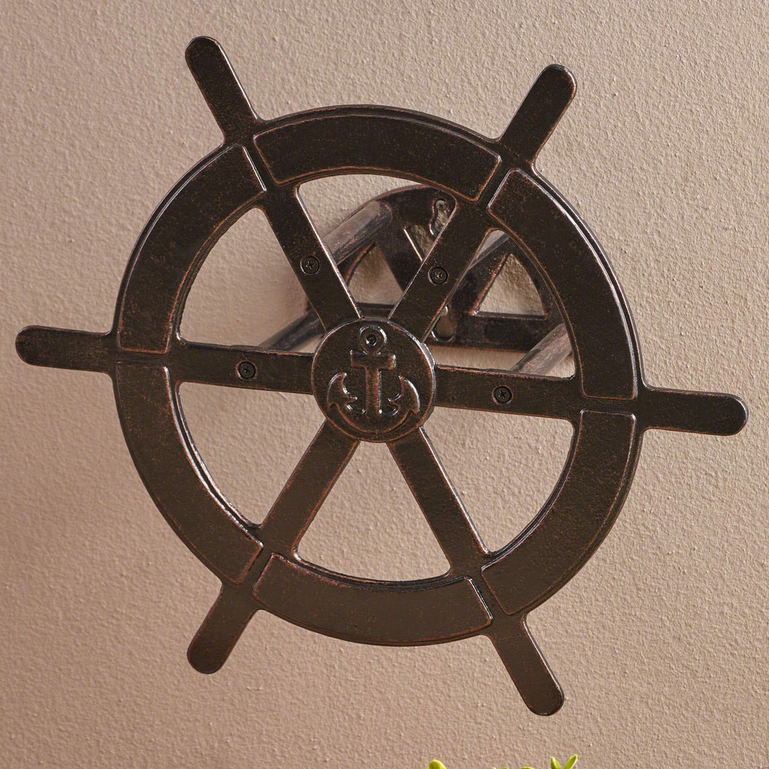 Christopher Knight Home Vanora Outdoor Shiny Copper Aluminum Ship Wheel Hose - Diamond Home USA