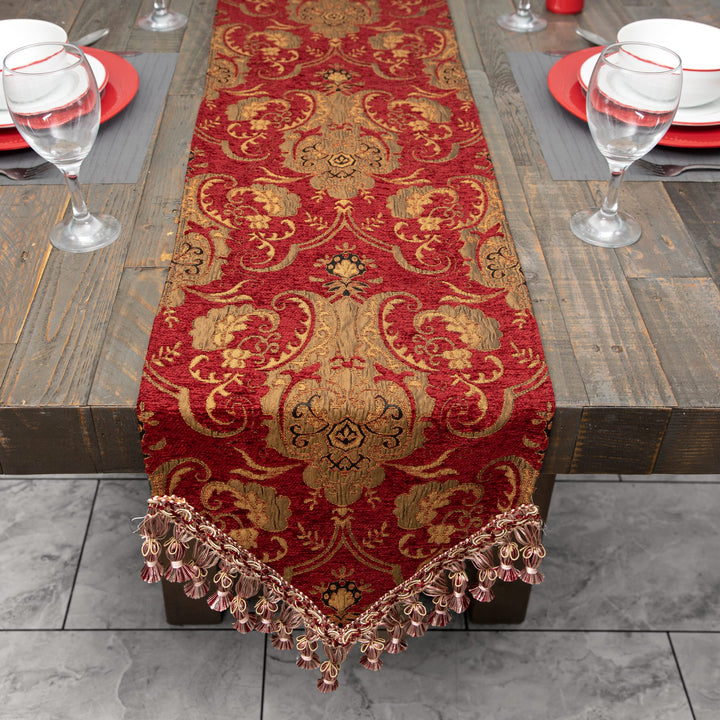 Sherry Kline China Art Table Runner (13 x 90) (Red) - Diamond Home USA