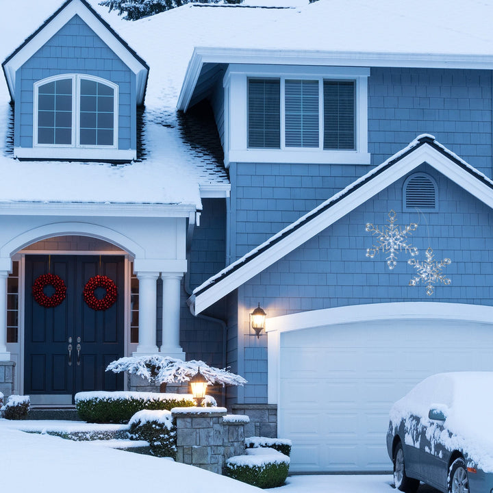 Diamond Tip Ice Crystal Snowflake Pair with Led s White 24 in Outdoor - Diamond Home USA