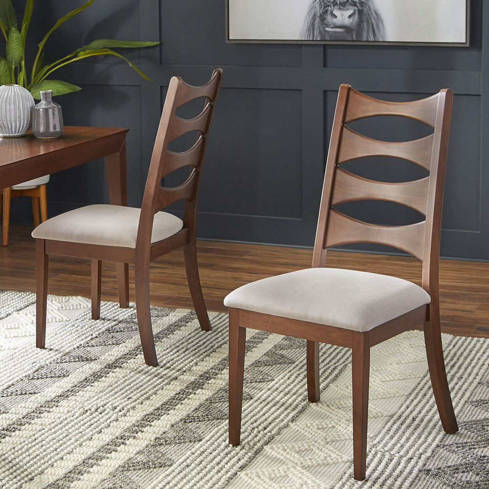 Lifestorey Lydon Mid Century Modern Dining Room Chair with Linen Fabric Seat Set - Diamond Home USA