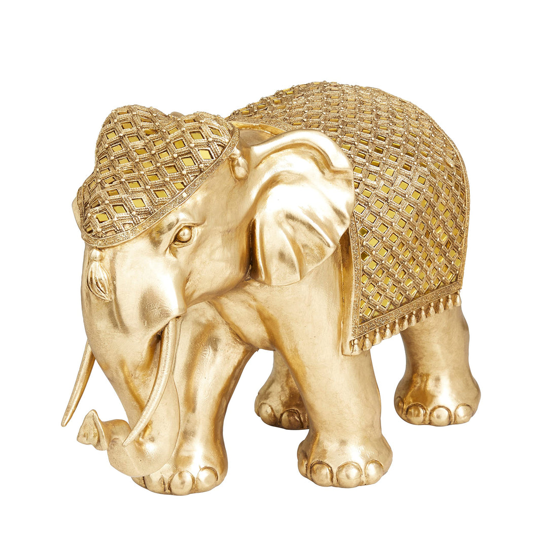 Gold Polystone Glam Sculpture 15 X 21 10 Animals Stone - Diamond Home USA