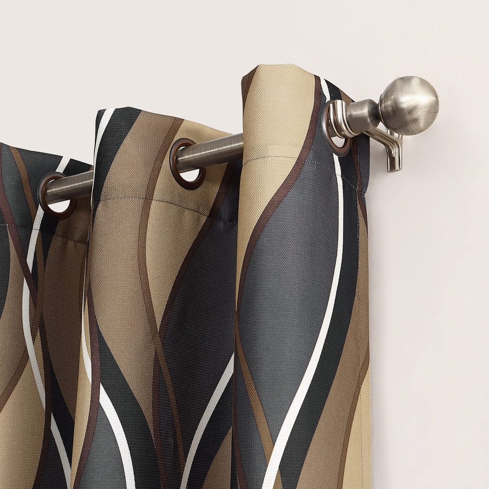 No. 918 Intersect Ogee Print Semi-Sheer Grommet Curtain Panel 48" w x 63" l - Charcoal