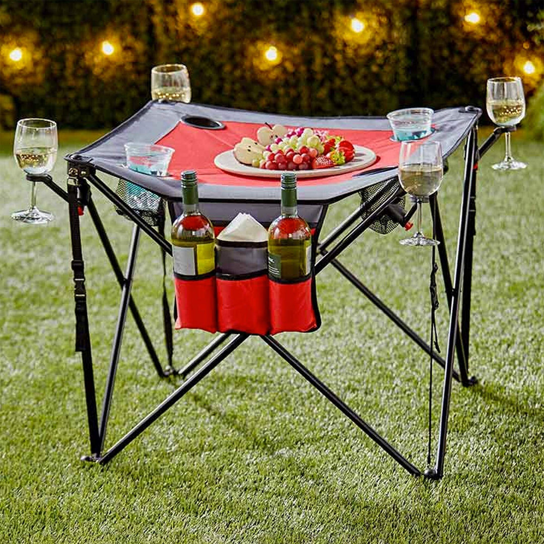 Folding Wine Table Burgundy/Gray Red - Diamond Home USA