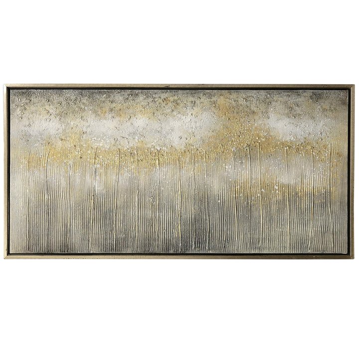 Hand-Painted Gold/Grey Abstract Wall Art Gold Modern Contemporary Rectangle
