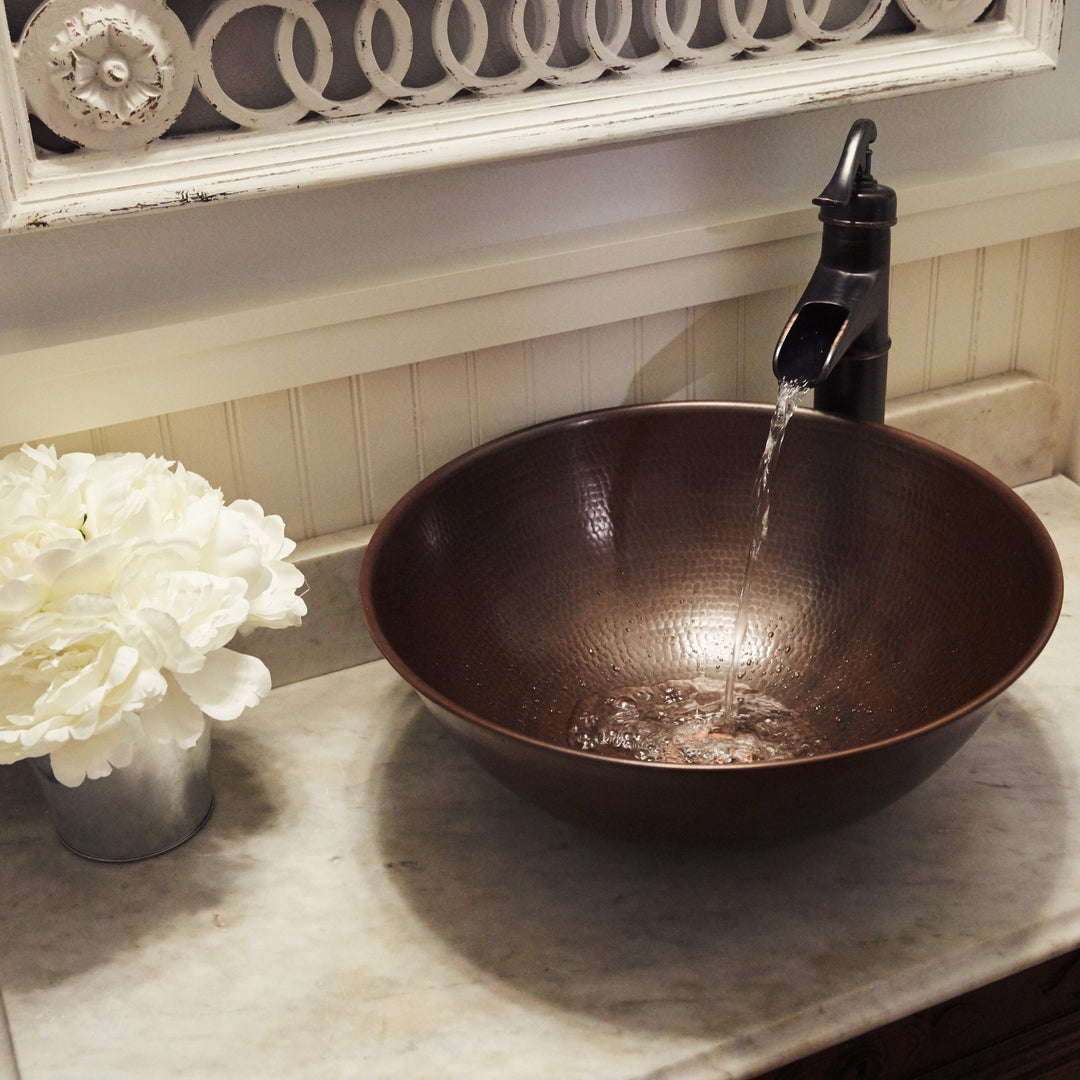 Sinkology BRV-1405BC Hubble Handmade Pure Solid Vessel Sink 14" Aged Copper - Diamond Home USA