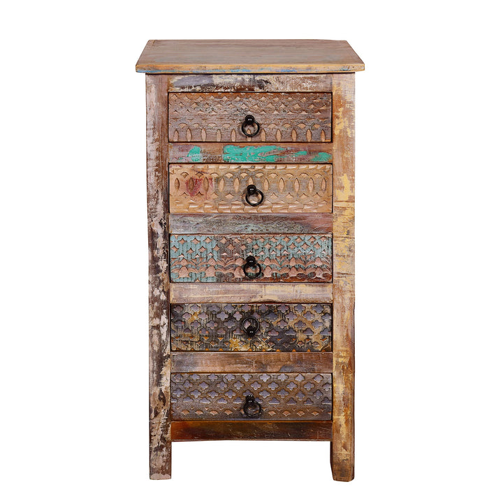 Christopher Knight Home Swint Boho Handmade Reclaimed Wood 5 Drawer Chest