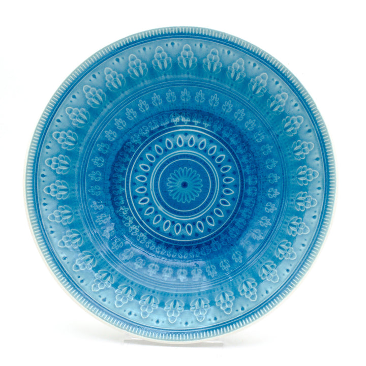 Euro Ceramica Fez Pasta 12" Serving Bowl Teardrop Mandala Design Turquoise - Diamond Home USA