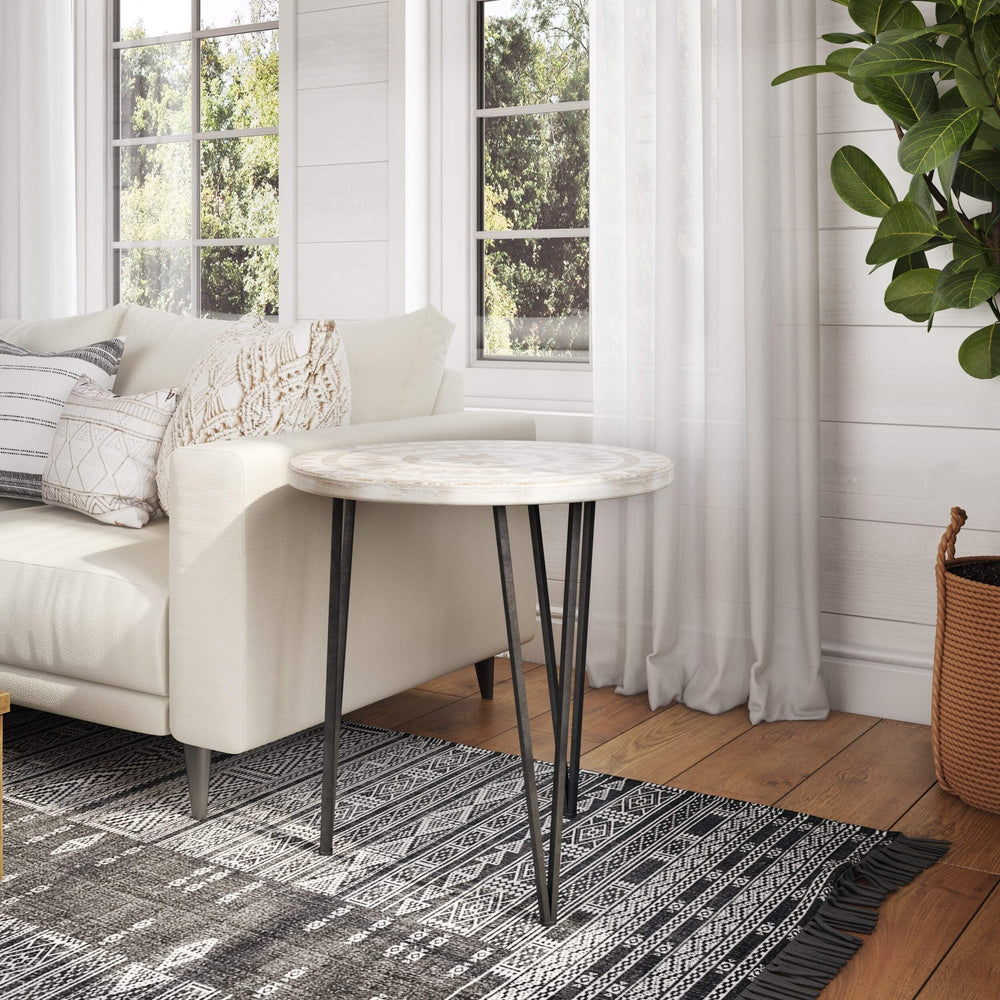 Bohemain Accent Table - 24" h X 23.5" w 23.5" d Beige Farmhouse Modern - Diamond Home USA