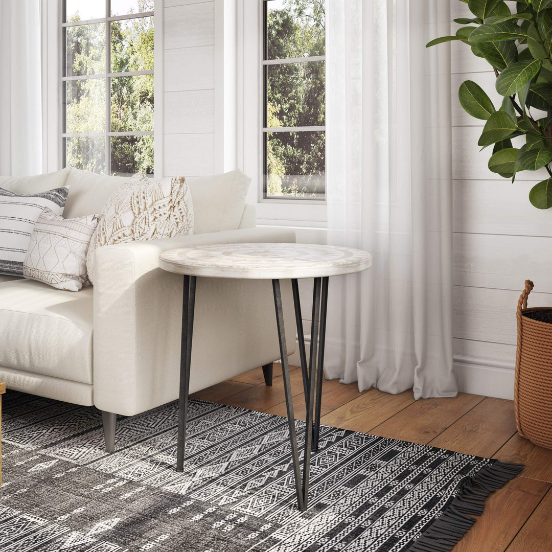 Bohemain Accent Table - 24" h X 23.5" w 23.5" d Beige Farmhouse Modern - Diamond Home USA