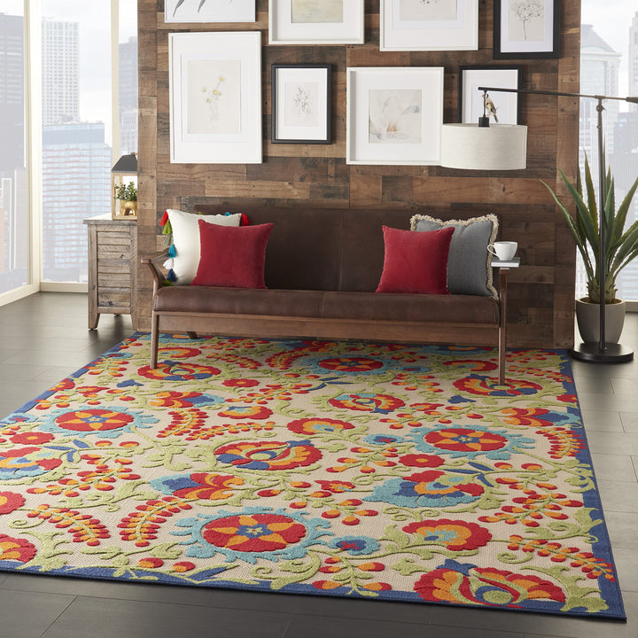5'3 x 7'5 Indoor Outdoor Floral Color Area Rug Polypropylene